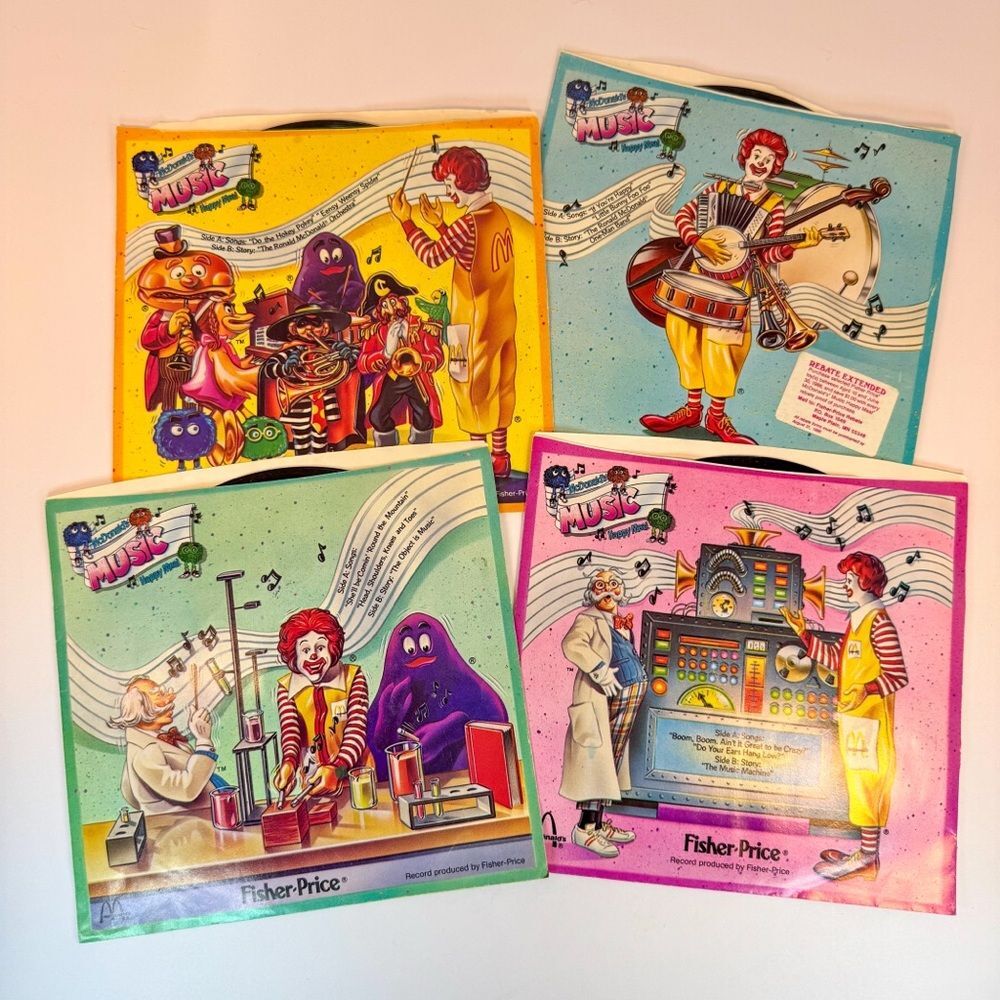 1985 Fisher-Price McDonalds Kids Happy Meal Music 7” 33 1/3 Vinyl Records | 80s